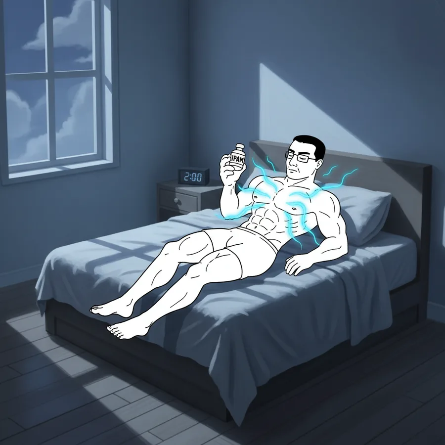Ipamorelin drawn as a wojak meme: growth hormone, without waking the cortisol